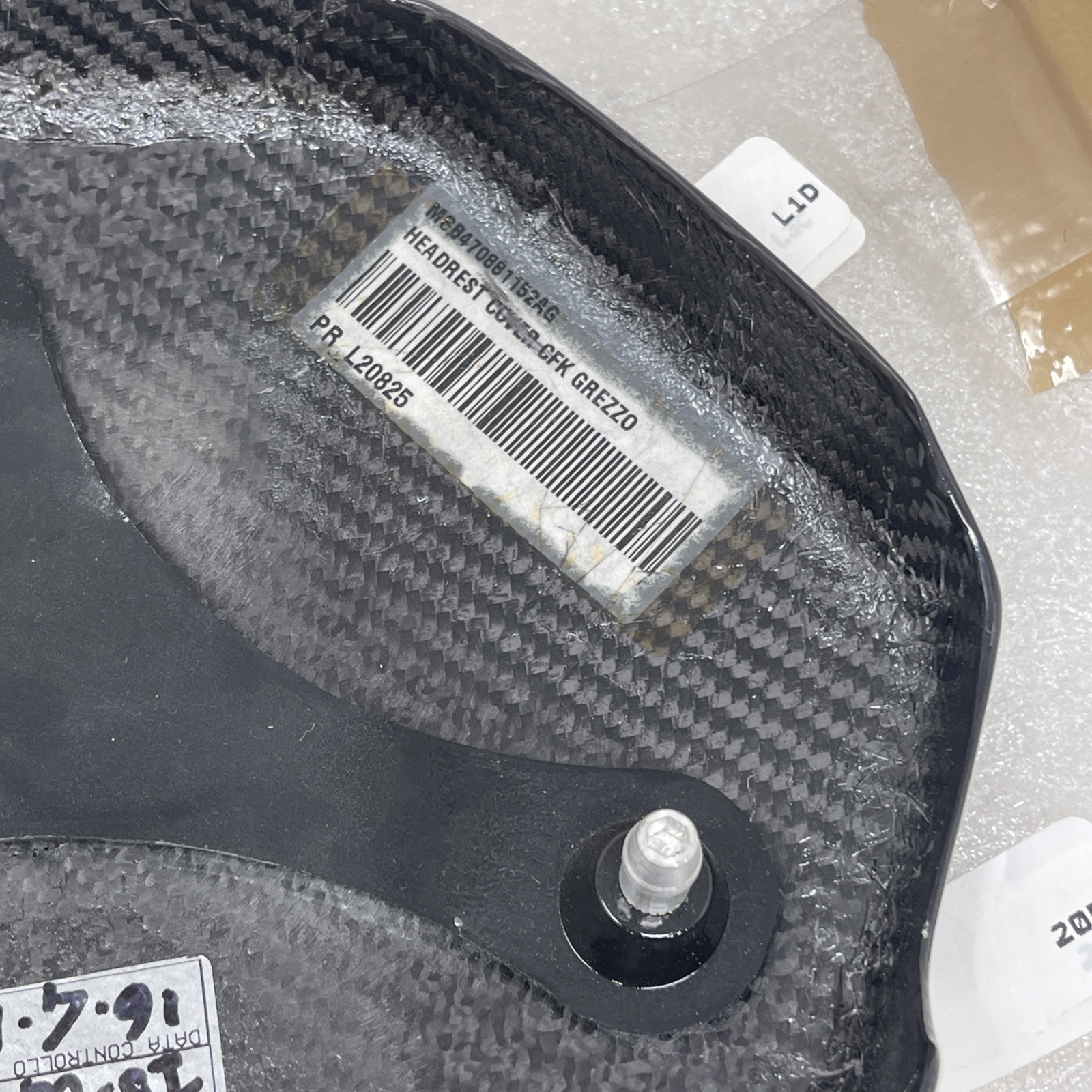 OEM Lamborghini Carbon Fiber Headrest Cover Aventador 470881152A, Has Scratches