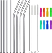 20 Pieces 14 Inch Stainless Steel Straws Extra Long Reusable Metal Drinking Stra