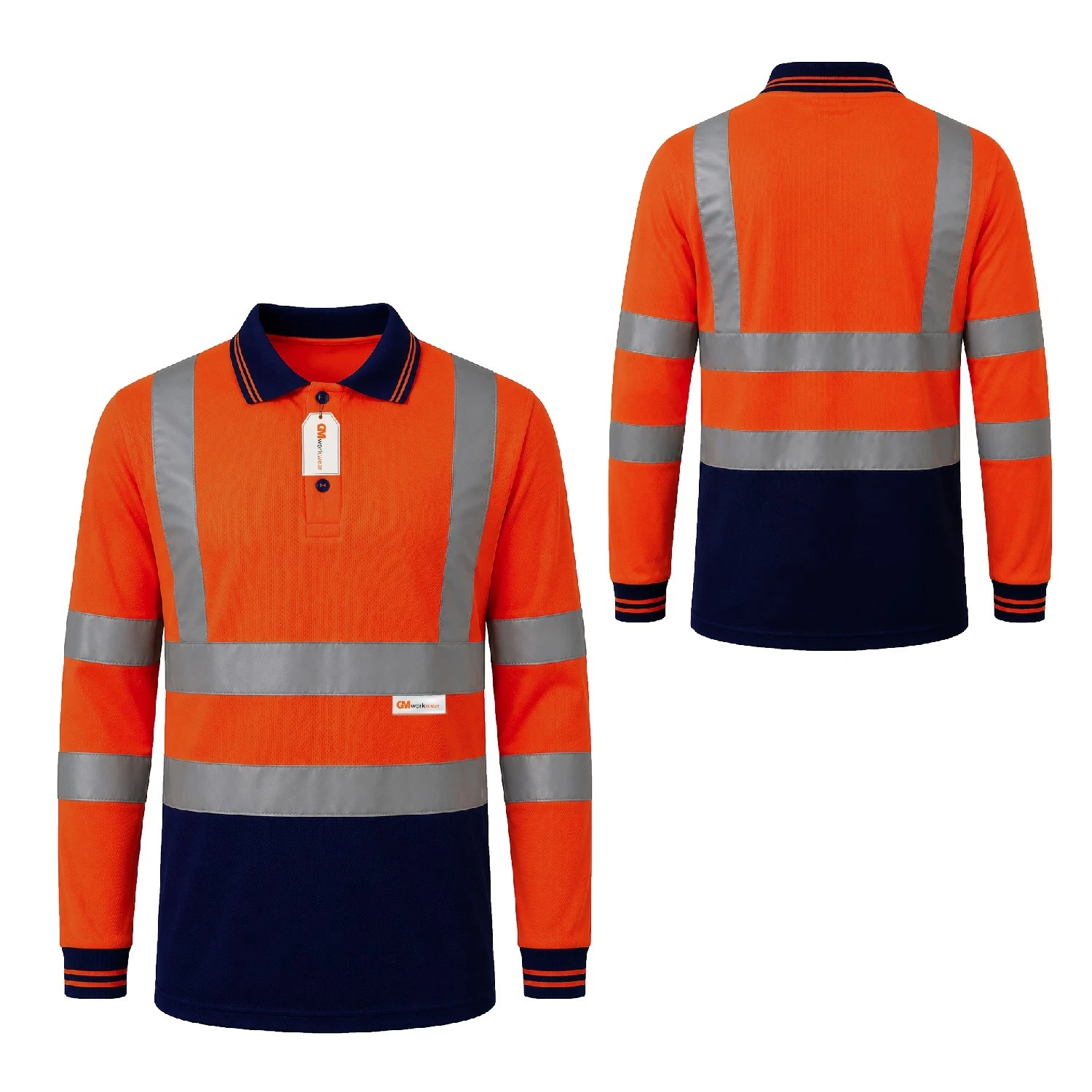 GM Workwear Hi-Vis Long Sleeve Polo Shirt Rail Spec