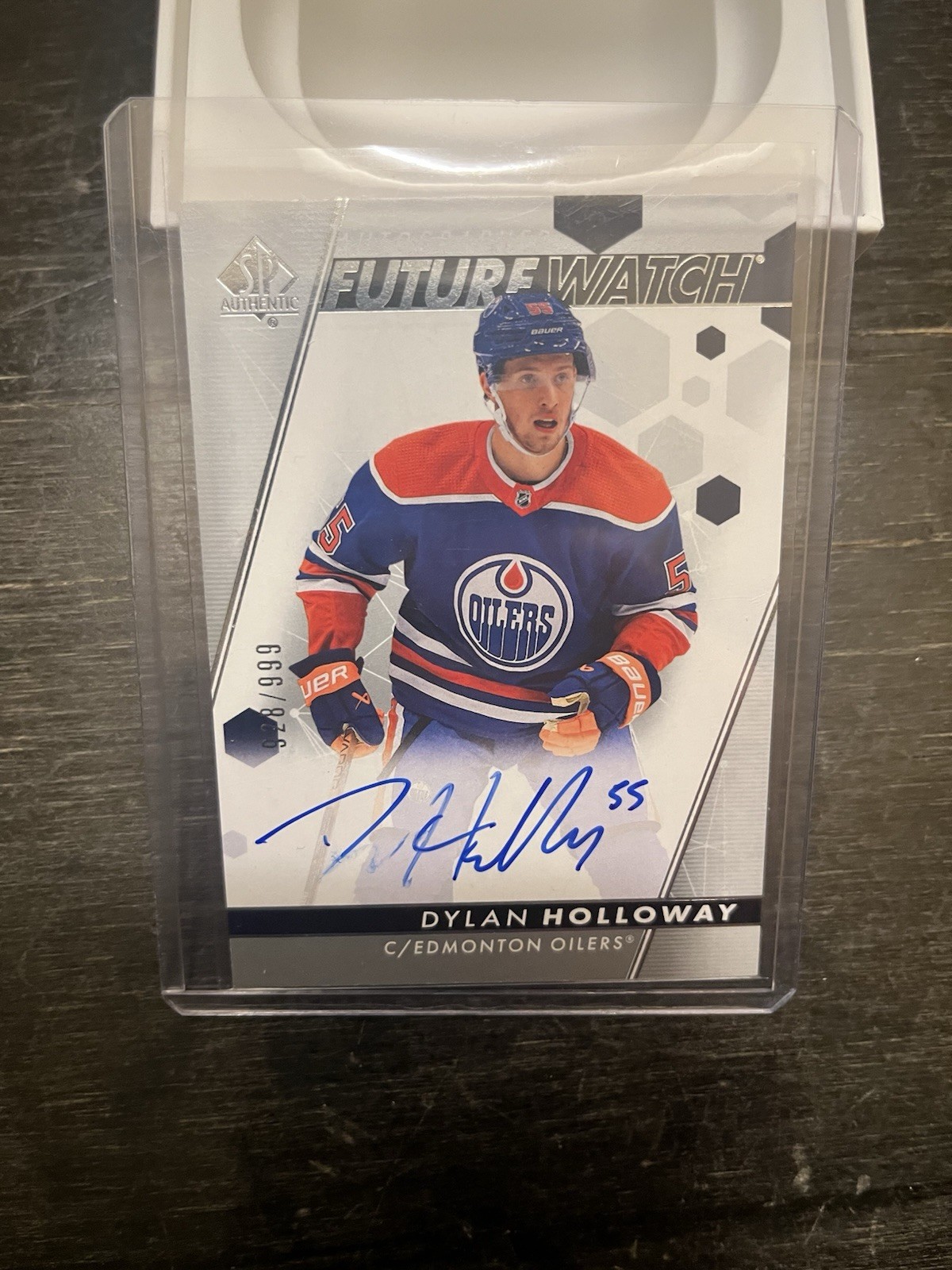 2022-23 SP Authentic DYLAN HOLLOWAY Rookie Future Watch Auto /999 Oilers RC #106