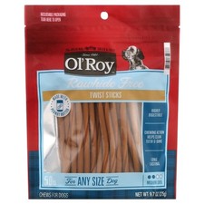 Rawhide-Free Twist Sticks with Peanut Butter Dog Chew Treats, 50-Pack