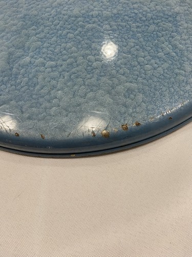 Vintage Mid-Century Moire Glaze Keyes 13” Turquoise Serving Tray  - Picture 4 of 5