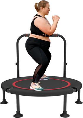 40''/48'' Foldable Mini Trampoline with Adjustable Foam Handle  Thick Steel Spring