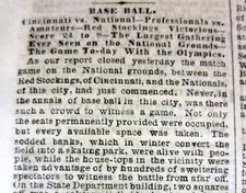 BEST 1869 newspaper w CINCINNATI RED STOCKINGS as 1st PROFESSIONAL BASEBALL TEAM