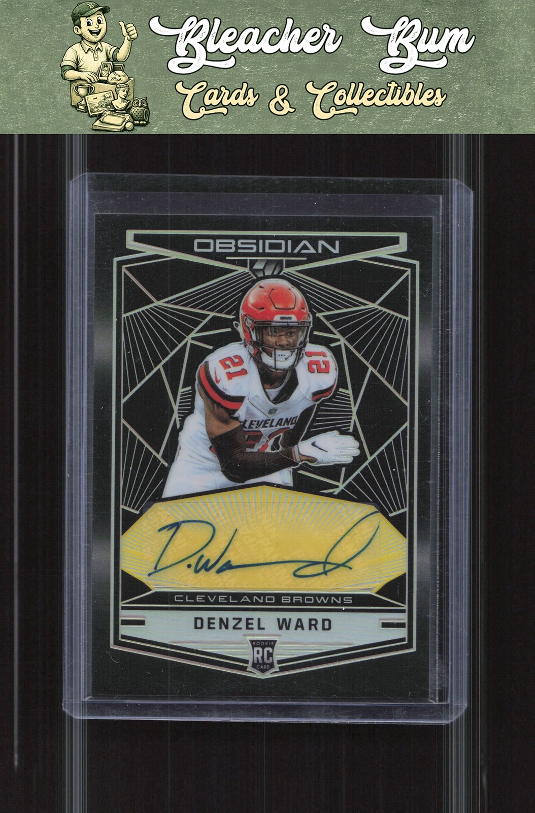 2018 Panini Obsidian Denzel Ward Rookie Auto Electric Etch Yellow Auto #/10