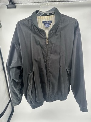 Nautica Men's Bomber Jacket Black Size XL/TG Full Zip Snap Pockets
