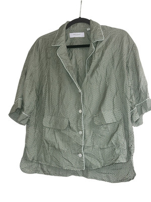Equipment Leon Print Button-Up Green Sz Large Shirt