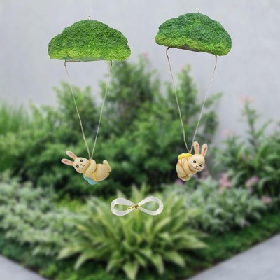 2x hängende Osterhase Gartenstatuen Osterdeko für Rasen Balkon