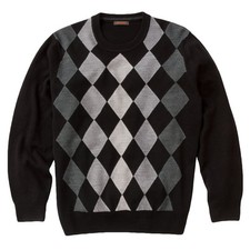 New Men's Dockers Diamond Pattern Sweater Retail 50 Black or Marine Blue