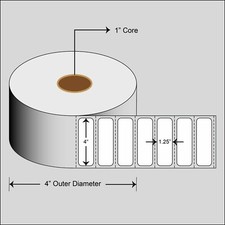 Direct Thermal 4"x1.25" Paper Barcode Labels for Zebra GK/GX/ZD printers-9 rolls