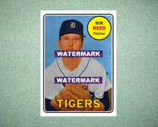 Bob Reed Detroit Tigers 1969 Style Custom Baseball Art Card