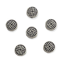 30 Spacer Beads Antiqued Tibetan Silver Metal 6.3mm Flat Two Sided Disc Round