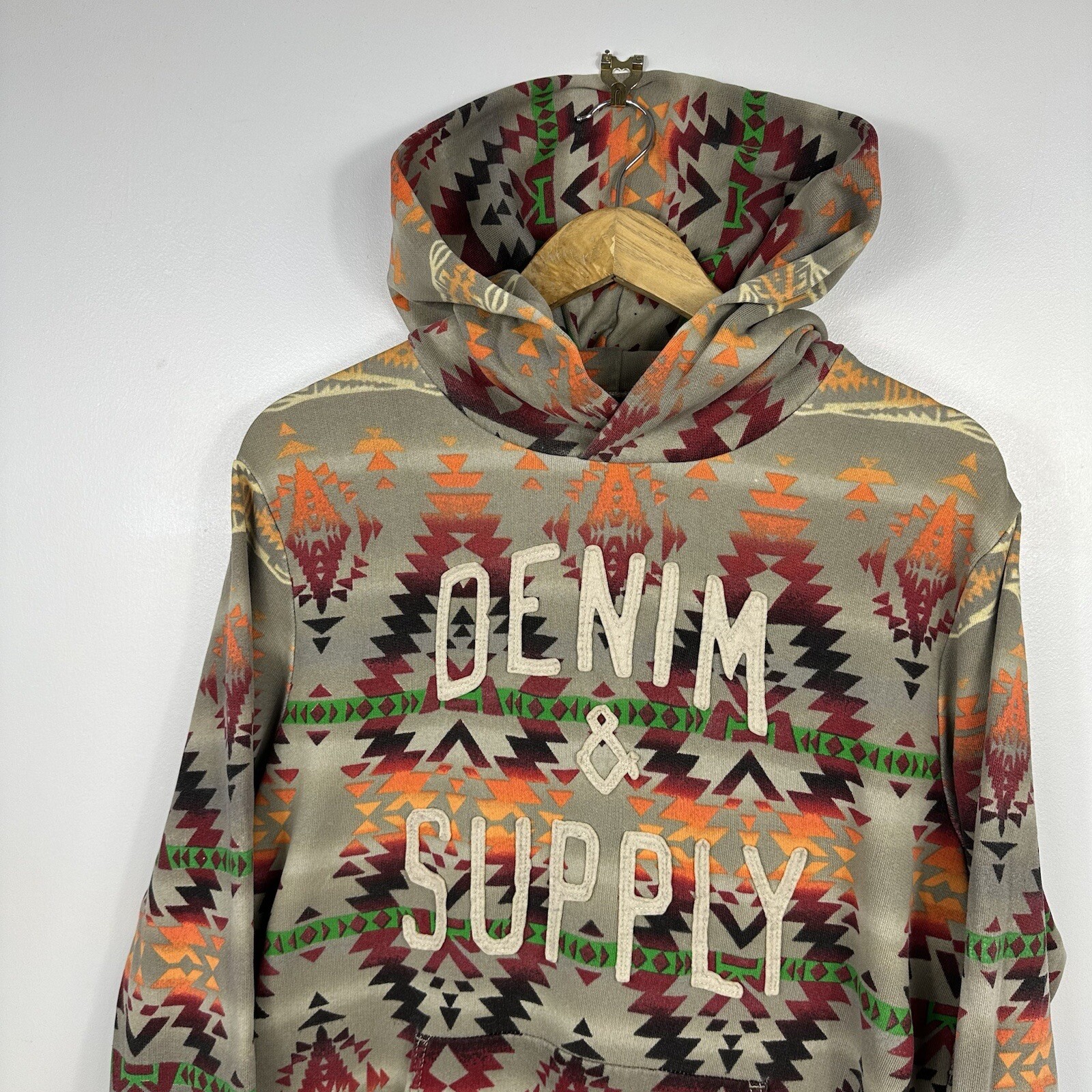 Vintage Polo Ralph Lauren Hoodie, Aztec Navajo Beacon Spell Out, Size Mens Large thumbnail 2