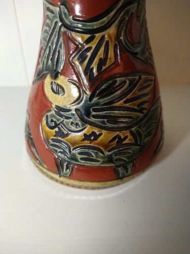 Modern Studio Art Pottery Fish Insect Signed by Zoe Pitcher Vase - Picture 7 of 12