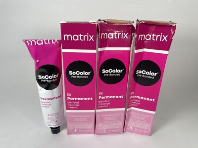 MATRIX SOCOLOR PRE-BONDED PERMANENT BLENDED 8W  MEDIUM BLONDE WARM Lot Of 3