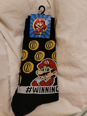 Super Mario Men's Crew Socks Nintendo #Winning COINS