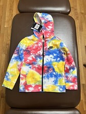 Nike Boys Hoodie Size 6 Medium Swoosh Fleece Hooded Sweatshirt Pullover Tie Dye