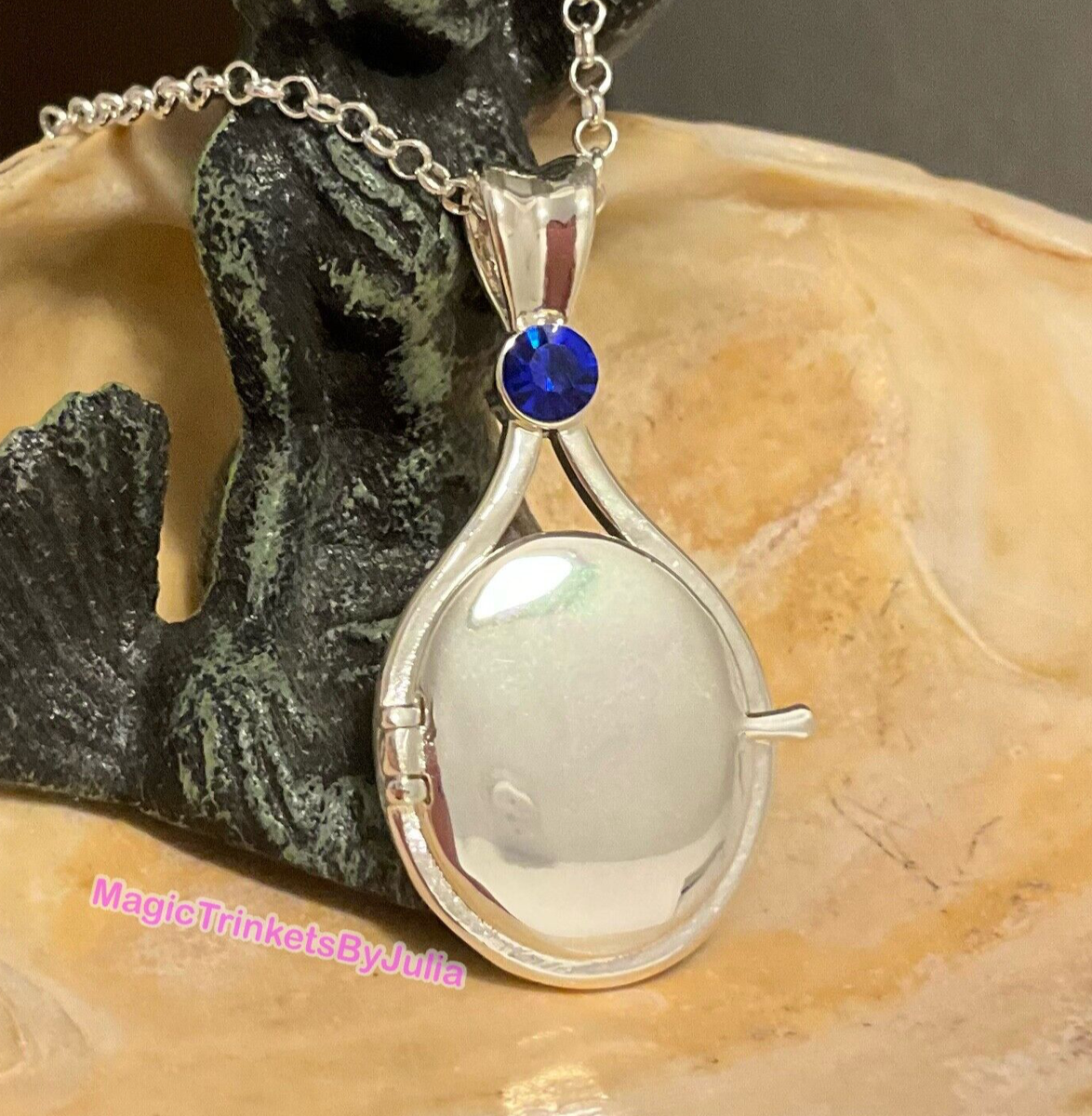 H2O Just Add Water Locket Capri Blue Crystal Gemstone Rhodium Plated Pendant