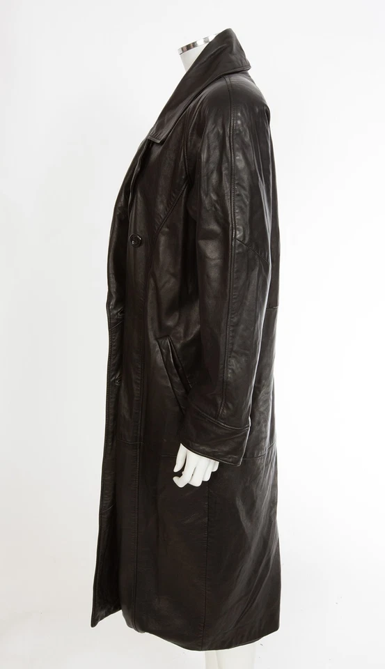 Gabardina de cuero de cordero negra Vakko talla XS se adapta a 10-12 Foto 2 de 4