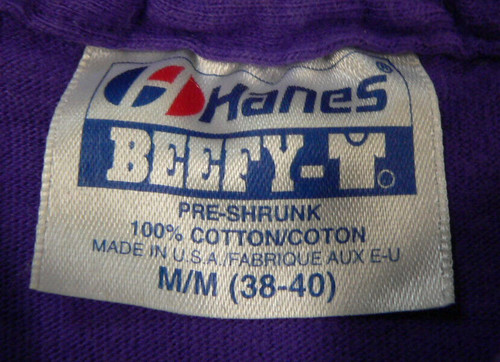 VTG 80S 90S BLANK PURPLE HANES BEEFY T SHIRT SzM USA MADE SINGLE STITCH NICE!