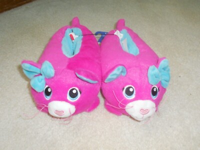 NEW, Build a Bear Workshop  Girls Blue Bow Kitty Slippers Small 11-12