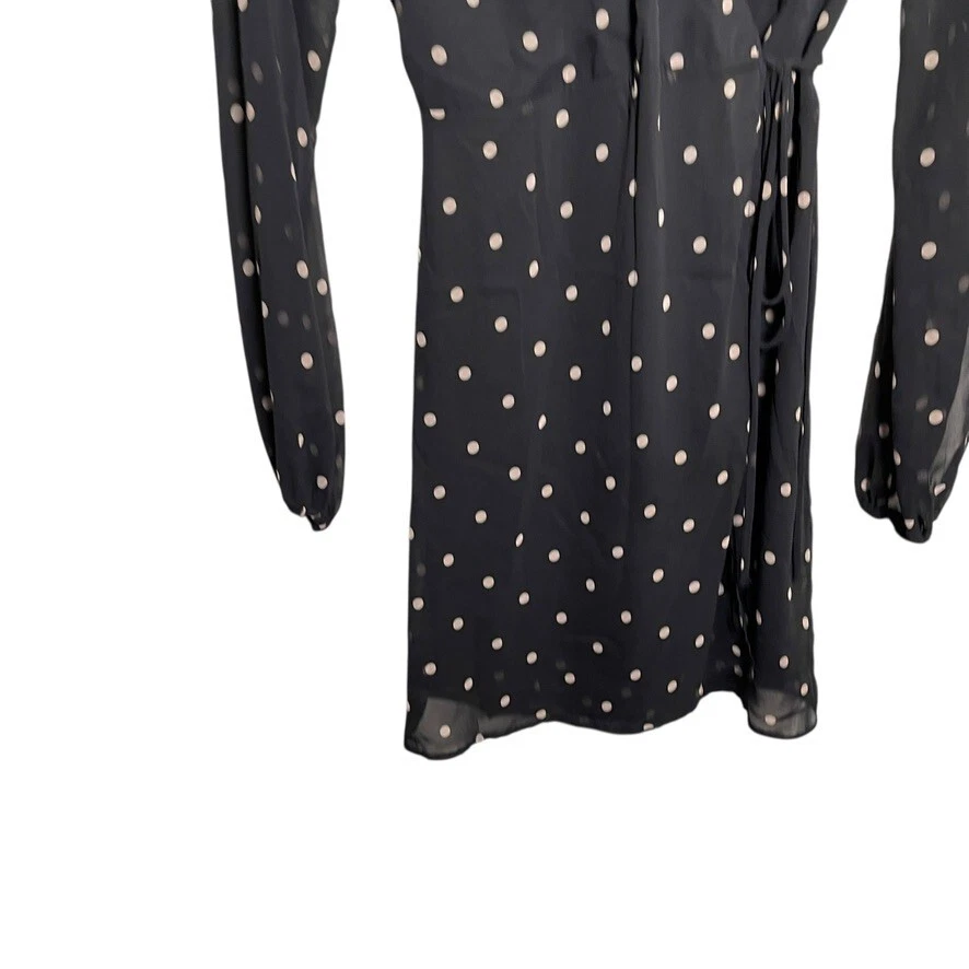 Vestido Windsor Para Mujer Grande Negro Metálico Envolvente Corbata Cuello en V Transparente Mini Corto Foto 3 de 4