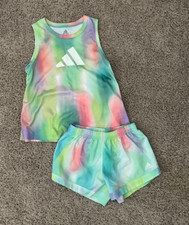 Adidas Girls EUC Medium 10-12 AEROREADY Athletic Tank top/shorts set