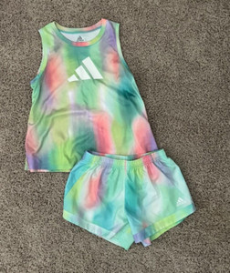 Adidas Girls EUC Medium 10-12 AEROREADY Athletic Tank top/shorts set