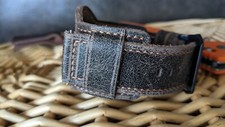 22 24 26mm Watch Band, Handmade Genuine Leather Bund Strap, Vintage Style Cuff