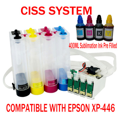 CISS Continuou Ink System Compatible with Epson XP-446 Sublimation Ink PreFilled