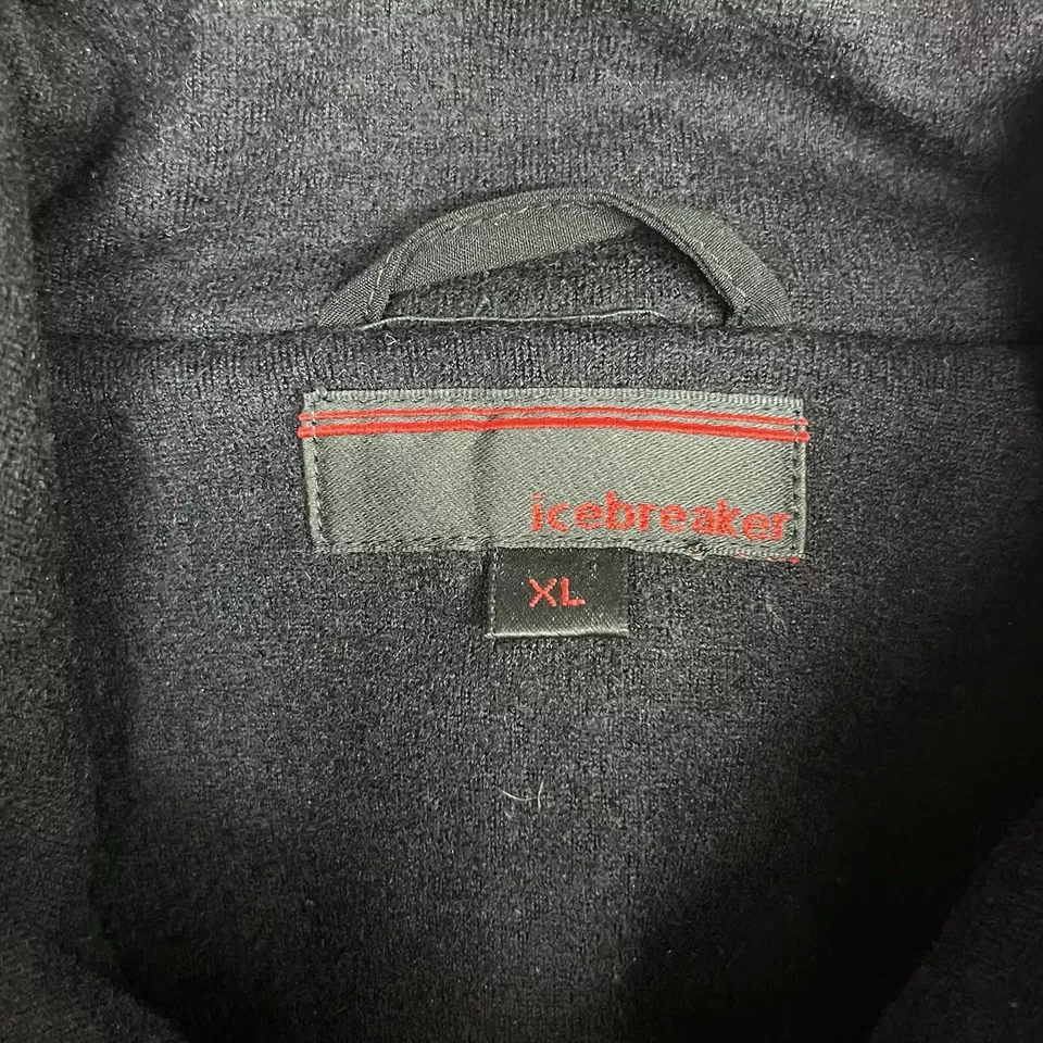 Icebreaker Mens Full Zip/Button Black 100% Wool Long Peacoat Jacket Sz XL Fits M - Image 3 of 4