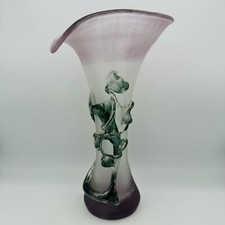 Signed JON ART Handblown Studio Art Glass Vase 13" Handpainted Romania 5Lb