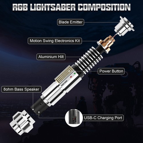 Luke Skywalker Sable de Luz Star Wars Réplica Sable de Luz Duelo APP Control DHL - Imagen 4 de 9