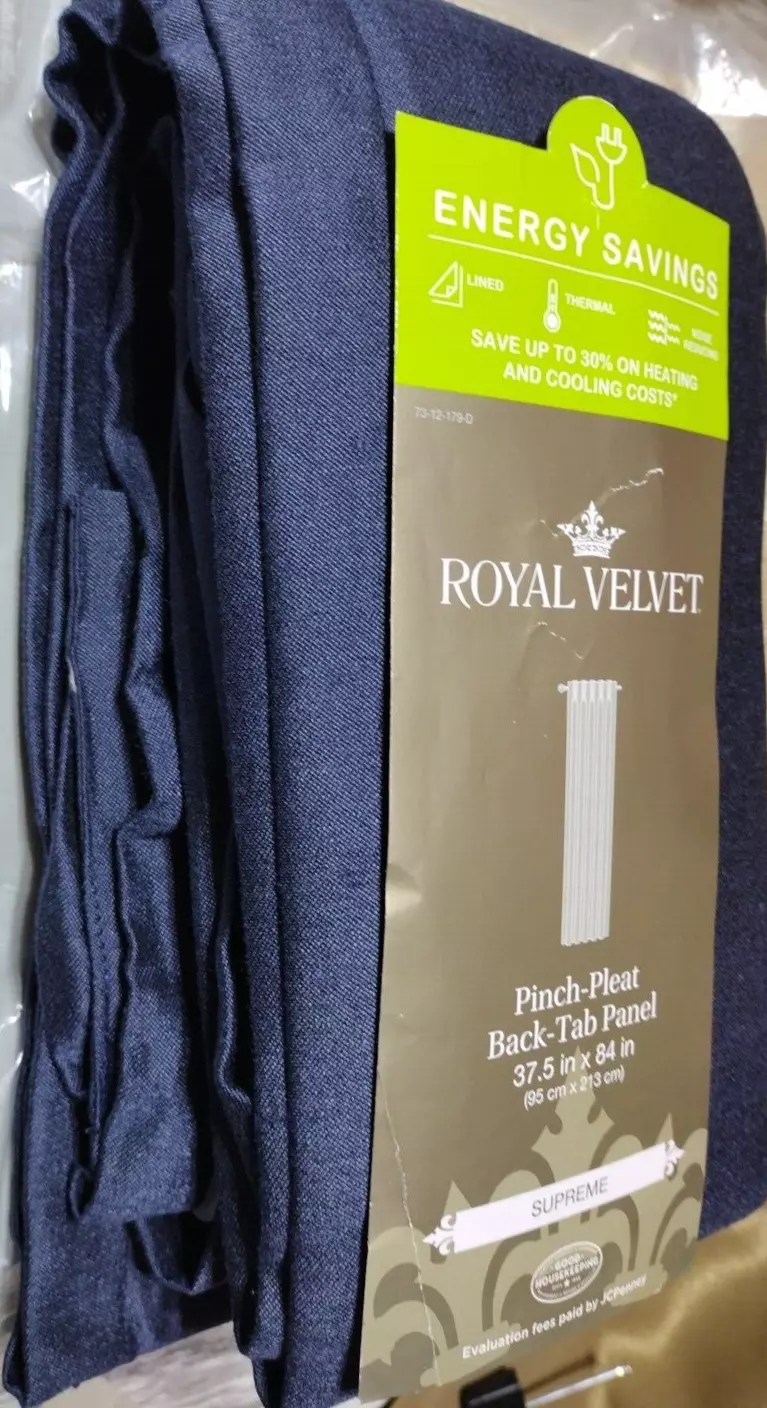 Robe bleue Royal Velvet, panneau à onglets plissés au dos suprême, 37,5
