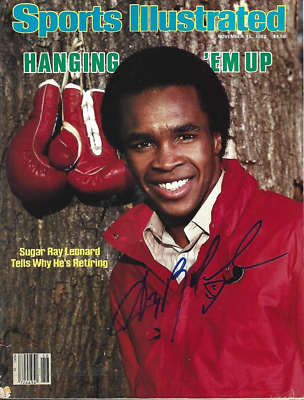 BOXING LEGEND SUGAR RAY LEONARD SIGNED 1982 MAGAZINE WELTERWEIGHT