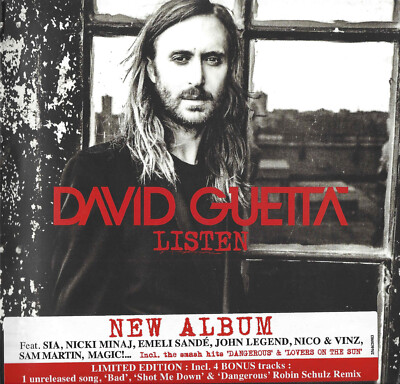 David Guetta - Listen - Deluxe Edtion Album    2 CD     New and Sealed.