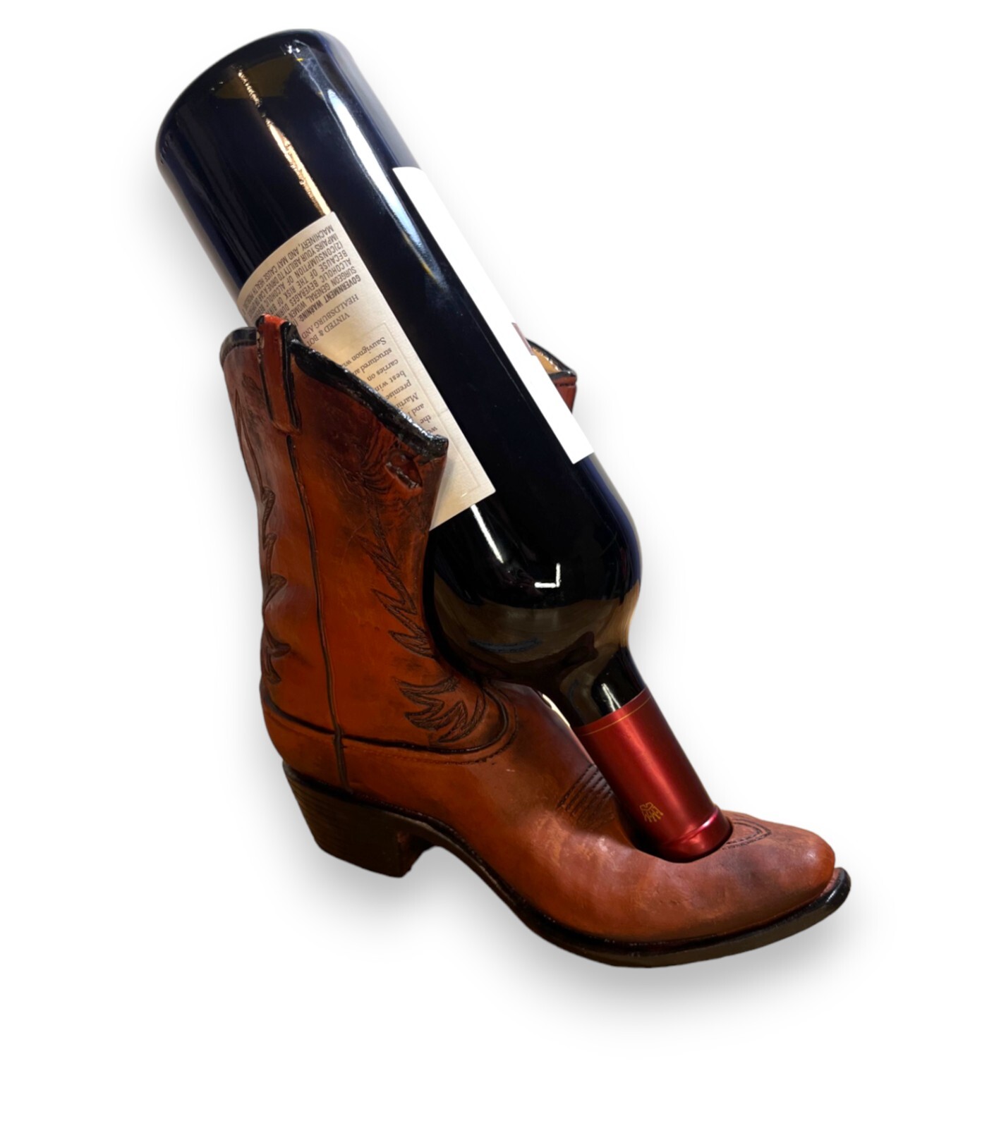 Wine Bottle Holder TRUE Giddy Up brown Cowboy Boot 👢 Country rustic