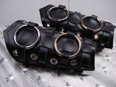 UNISEX VIKING STRAPED LEATHER GAUNTLETS.THRASH METAL ..(MDLUG0275).. VIO-LENCE'S