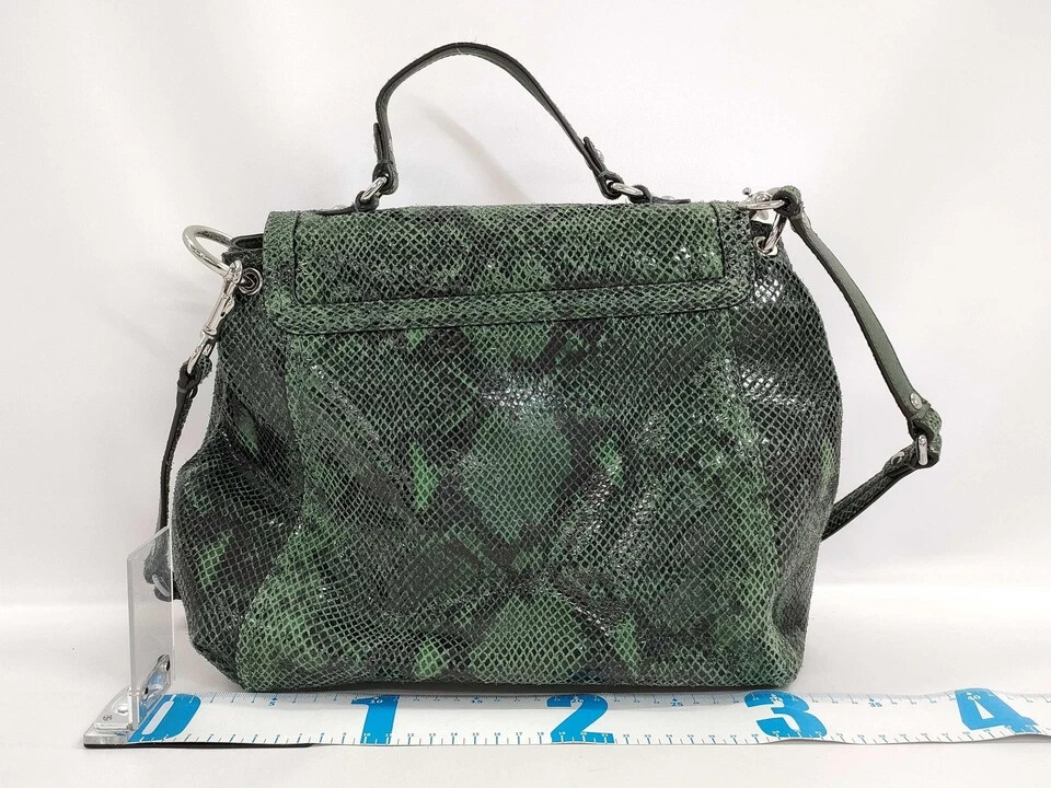 COACH Shoulder Bag Green Python Embossed Leather … - image 2