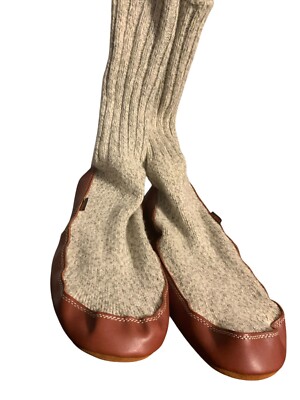 Acorn Slipper Socks Mens Red Soft Rag Wool Leather Sole Durable