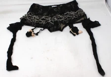 French Kiss Hotpants & Hosiery: Lace Hotpants w/ Ruffles & Fishnet Hoisery M