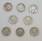 Lot of 8 Mercury Dimes 90% Silver - 8 different dates
