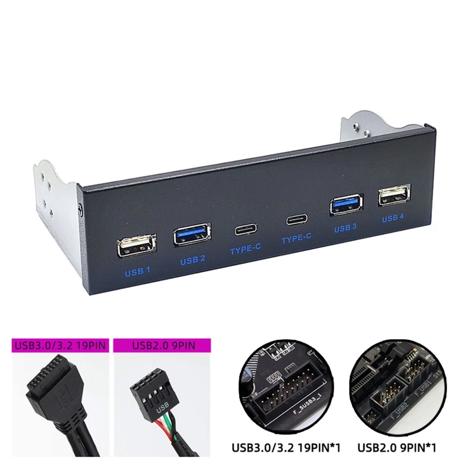 USB 3.0 Front Panel for Desktop 5.25In CD-ROM Drive Bay USB3.0/3.2 19Pin9929 - Bild 4 von 4