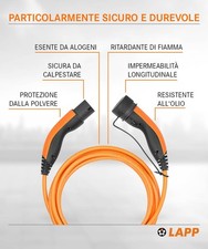 Cavo Ricarica Veicoli Elettrici Tipo 2 22kw 32A Trifase Mobility 5 Metri - Miniatura 3