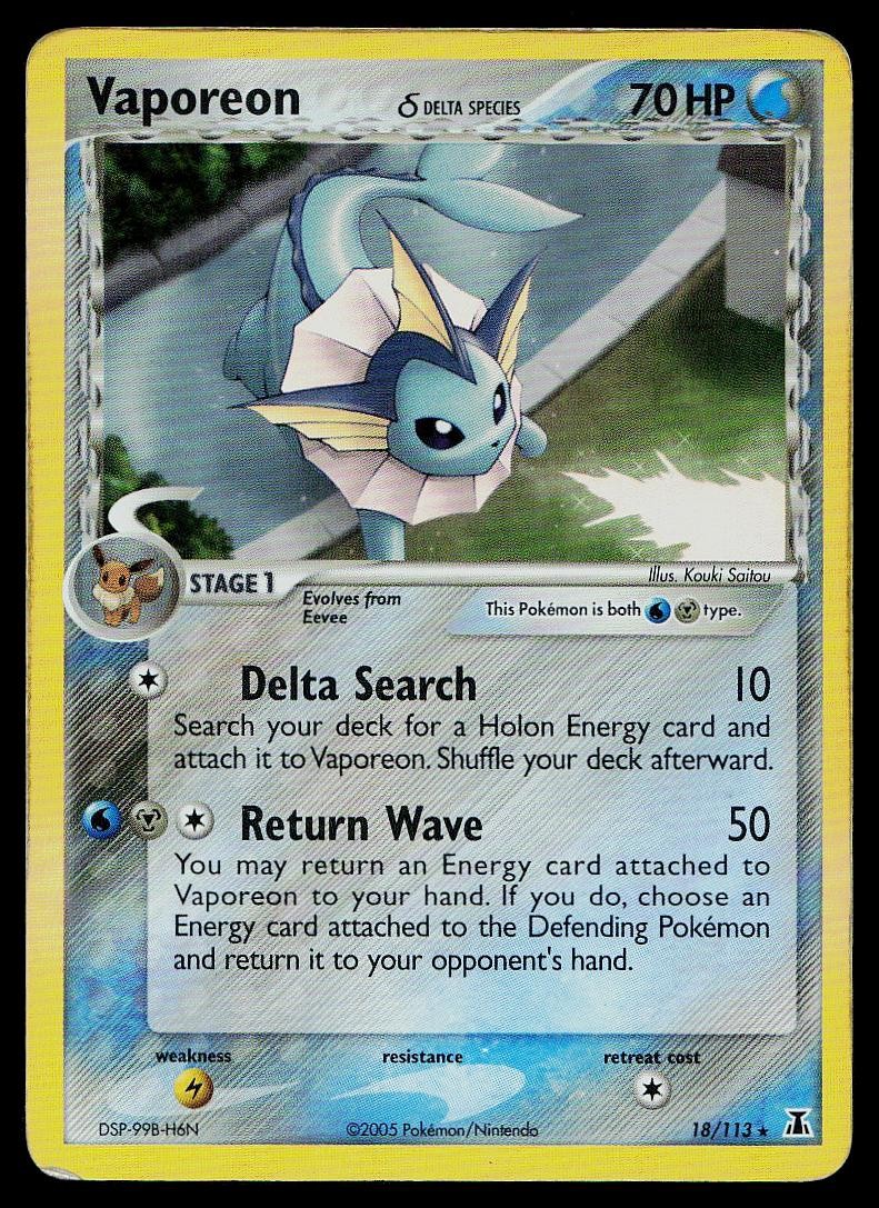 Pokemon Card Delta Species Vaporeon 18/113 Holo Rare