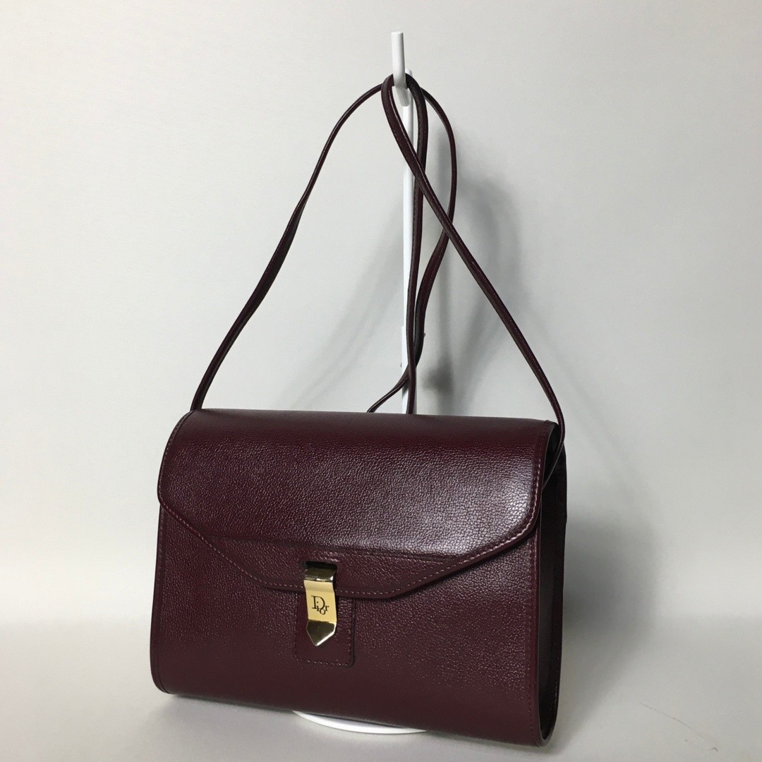 Dior Bordeaux Leather Shoulder Bag with Logo Fitting 2505-23