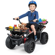 Electric ATV for Kids, 24V Ride on Toy w/Dual Motors Basket, Dirt Quad Vehicle
