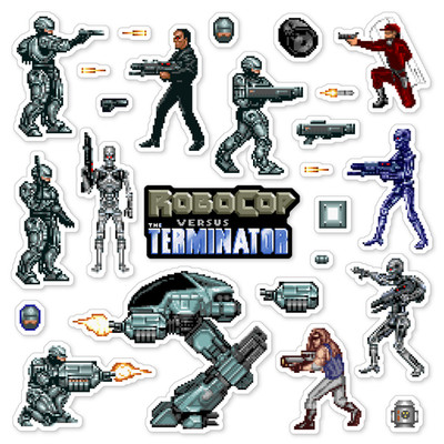 RoboCop versus The Terminator Stickers Super Nintendo SNES 25 Sticker Pack