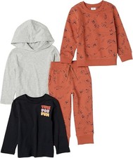 Boys long-sleeve outfit set Pack of 4 Black/Grey/Rust Skate XL
