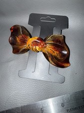 Super Cute Plastic Bow Clip. Larger Size. Brown.